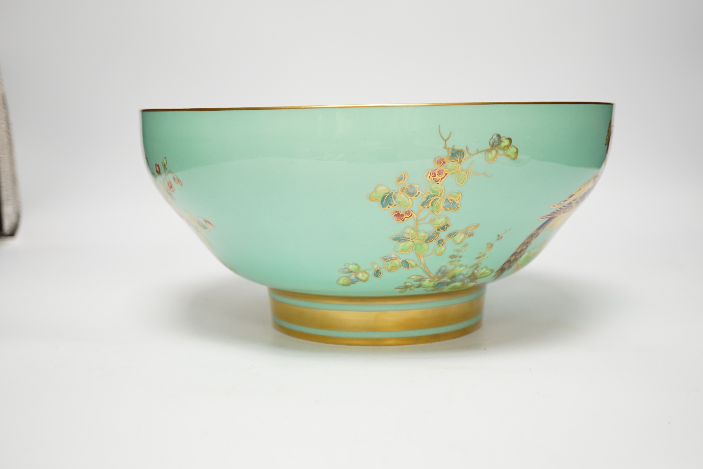 A 20th century Spode turquoise and gilt bowl, 26cm diameter